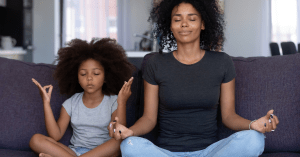 mom and daughter meditation