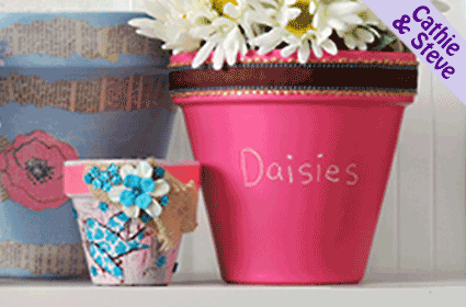 Chalkboard Flower Pots by Paint Me Plaid