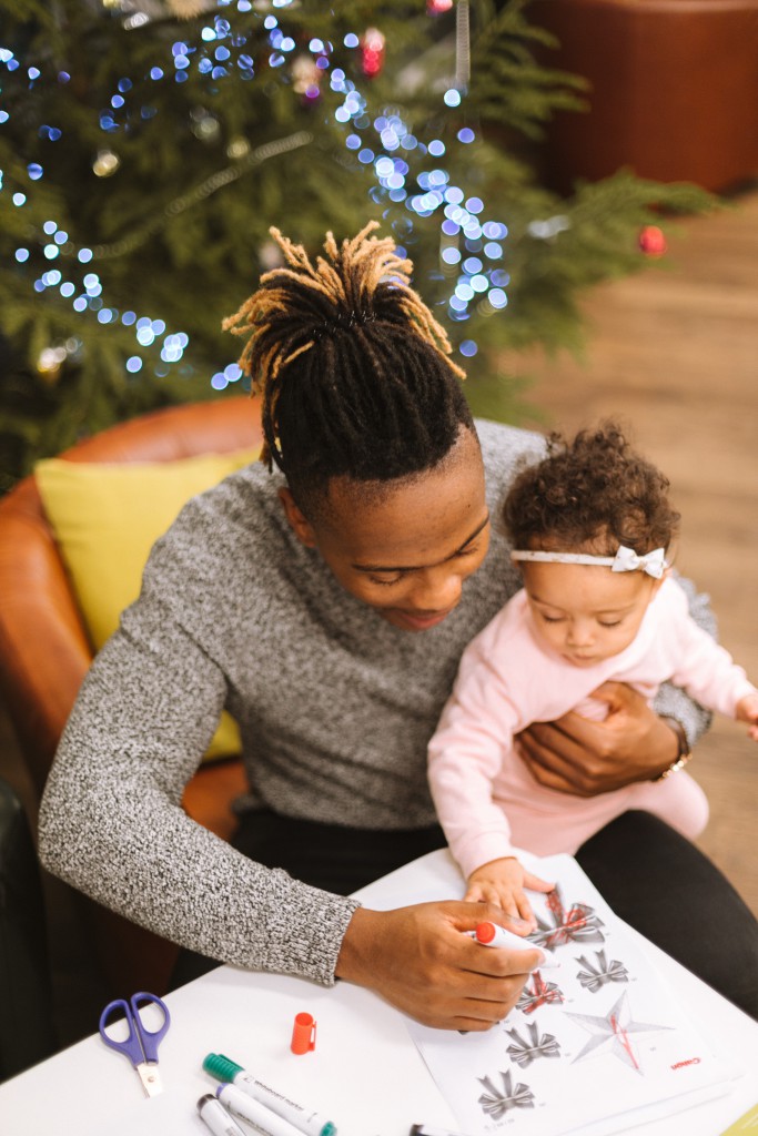 dad and child at christmas