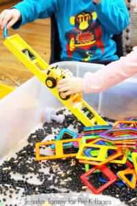math activities for preschoolers: sensory bin